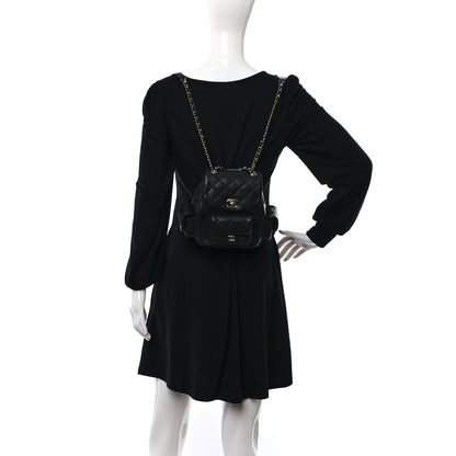 Chanel Shiny Caviar Quilted Small Pockets Drawstring Backpack Black 2 of 10