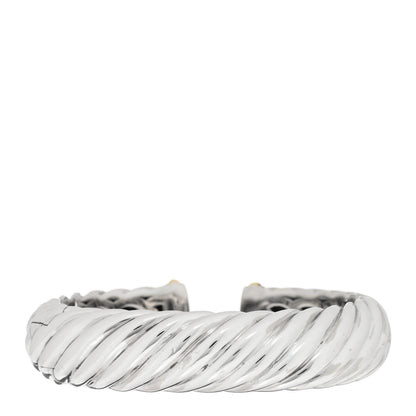 David Yurman Sterling Silver 18K Yellow Gold 15mm Waverly Bracelet 2 of 3