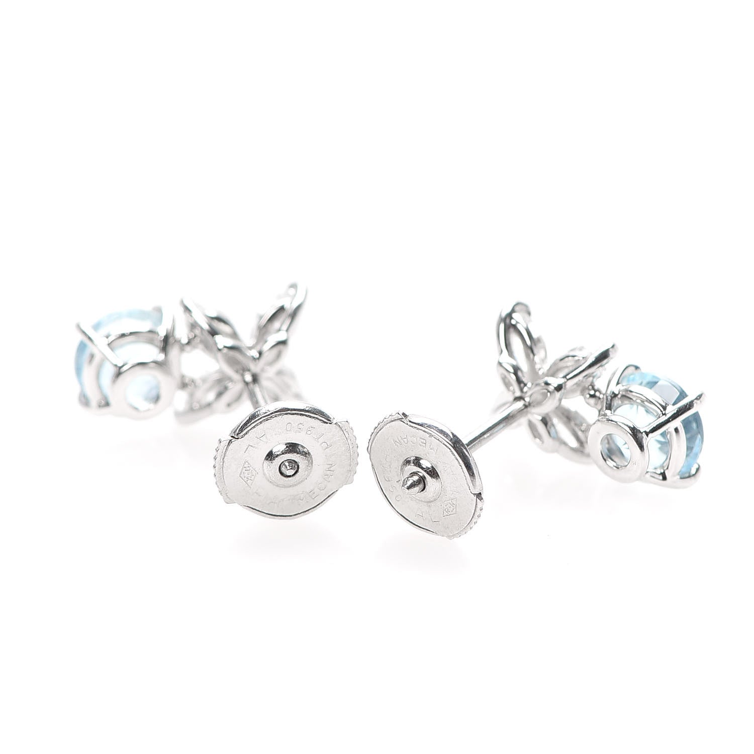 Tiffany Platinum Diamond Aquamarine Victoria Earrings 3 of 4