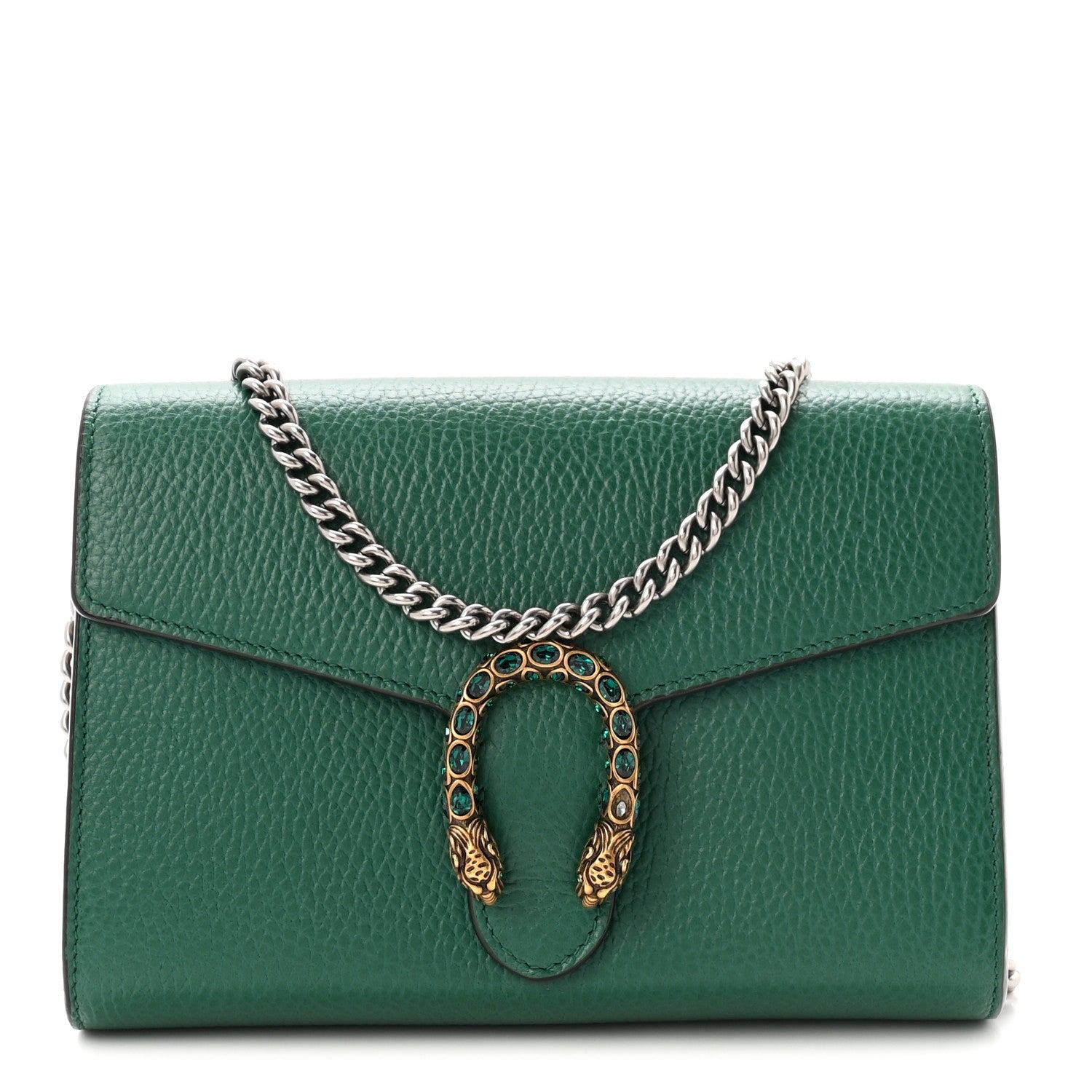 Gucci Calfskin Mini Dionysus Chain Wallet Emerald 1 of 10
