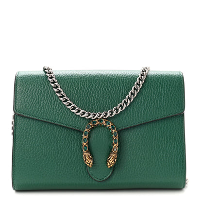 Gucci Calfskin Mini Dionysus Chain Wallet Emerald 1 of 10