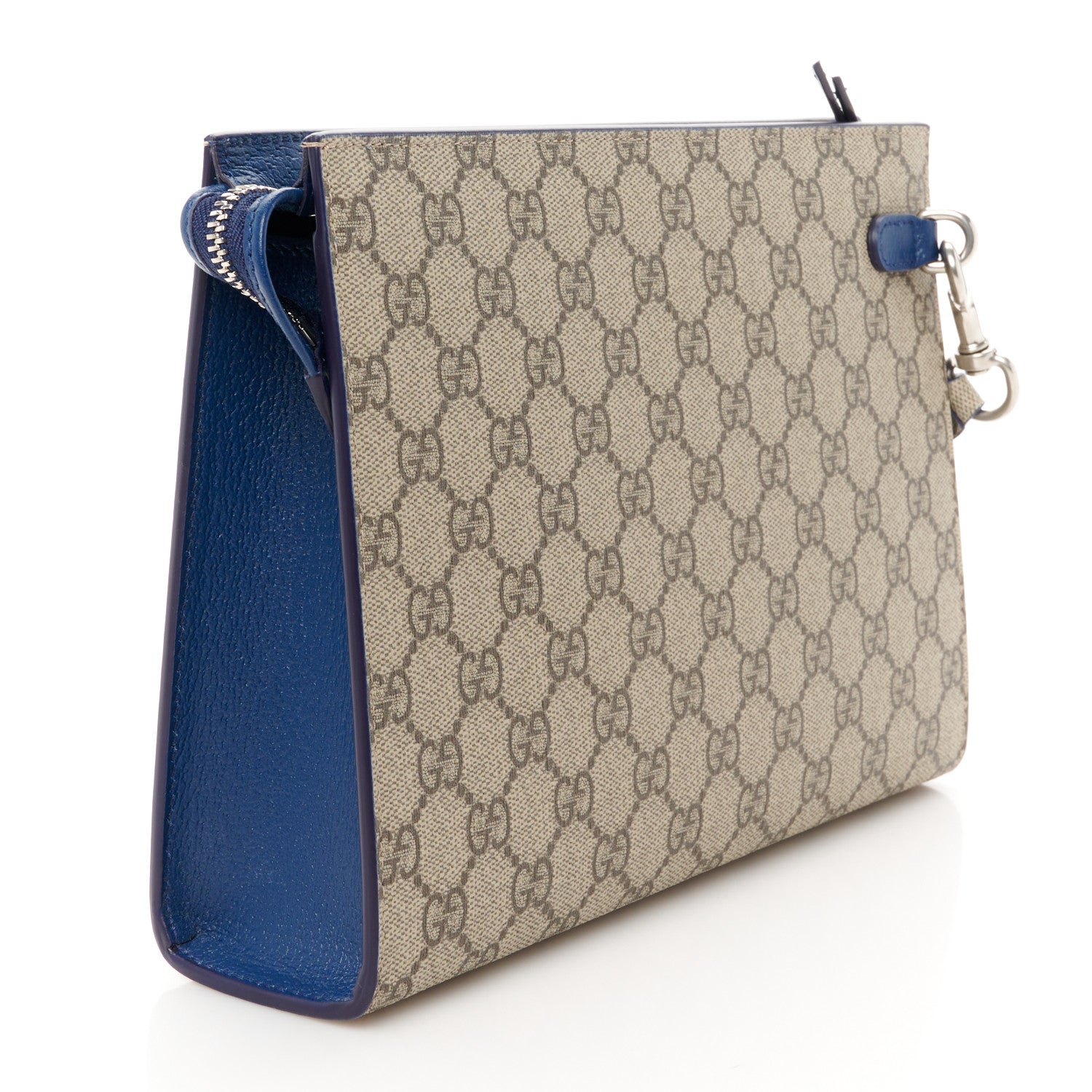 Gucci GG Supreme Monogram Bi-Color Small Zip Wristlet Pouch Beige Ebony Royale 3 of 11