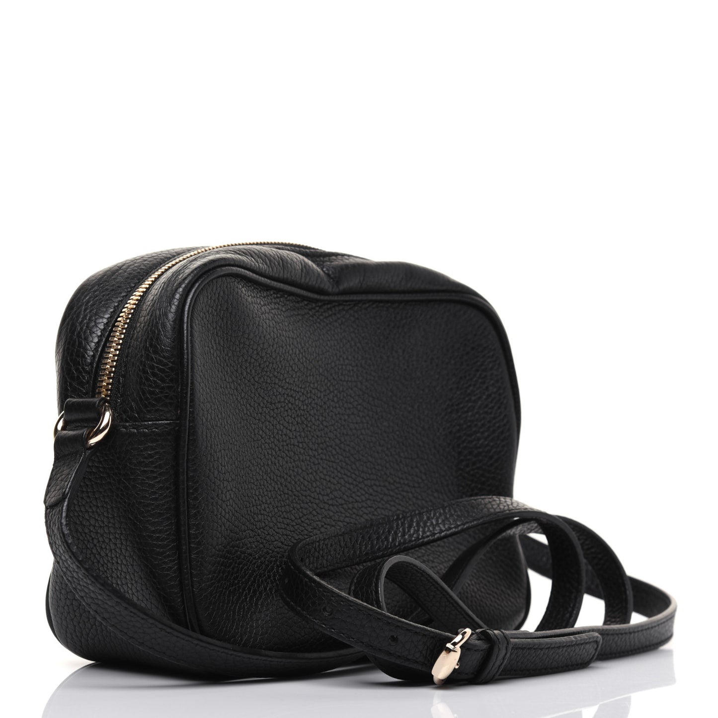 Pebbled Calfskin Small Soho Disco Bag Black