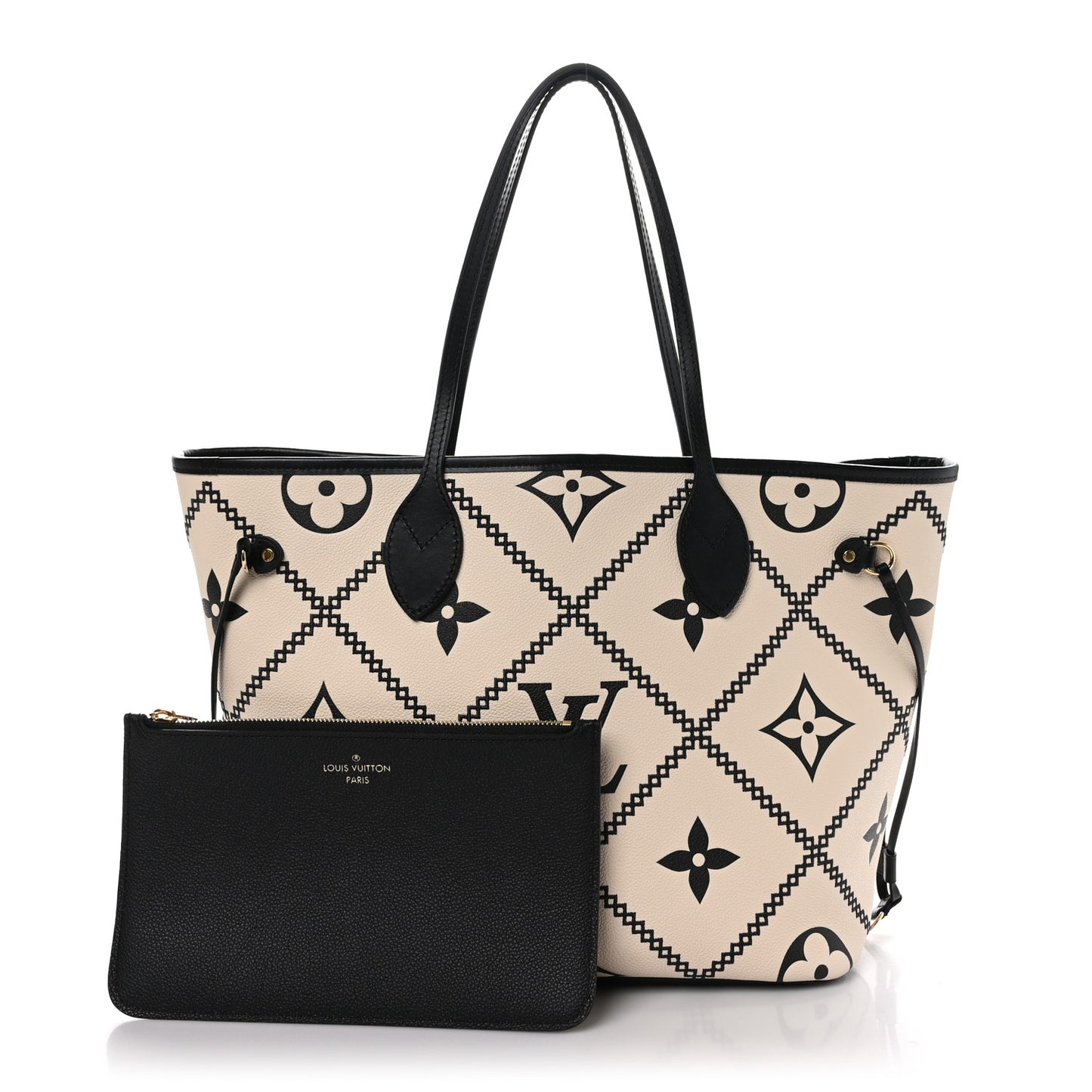 Empreinte Monogram Giant Broderies Neverfull MM Cream Black