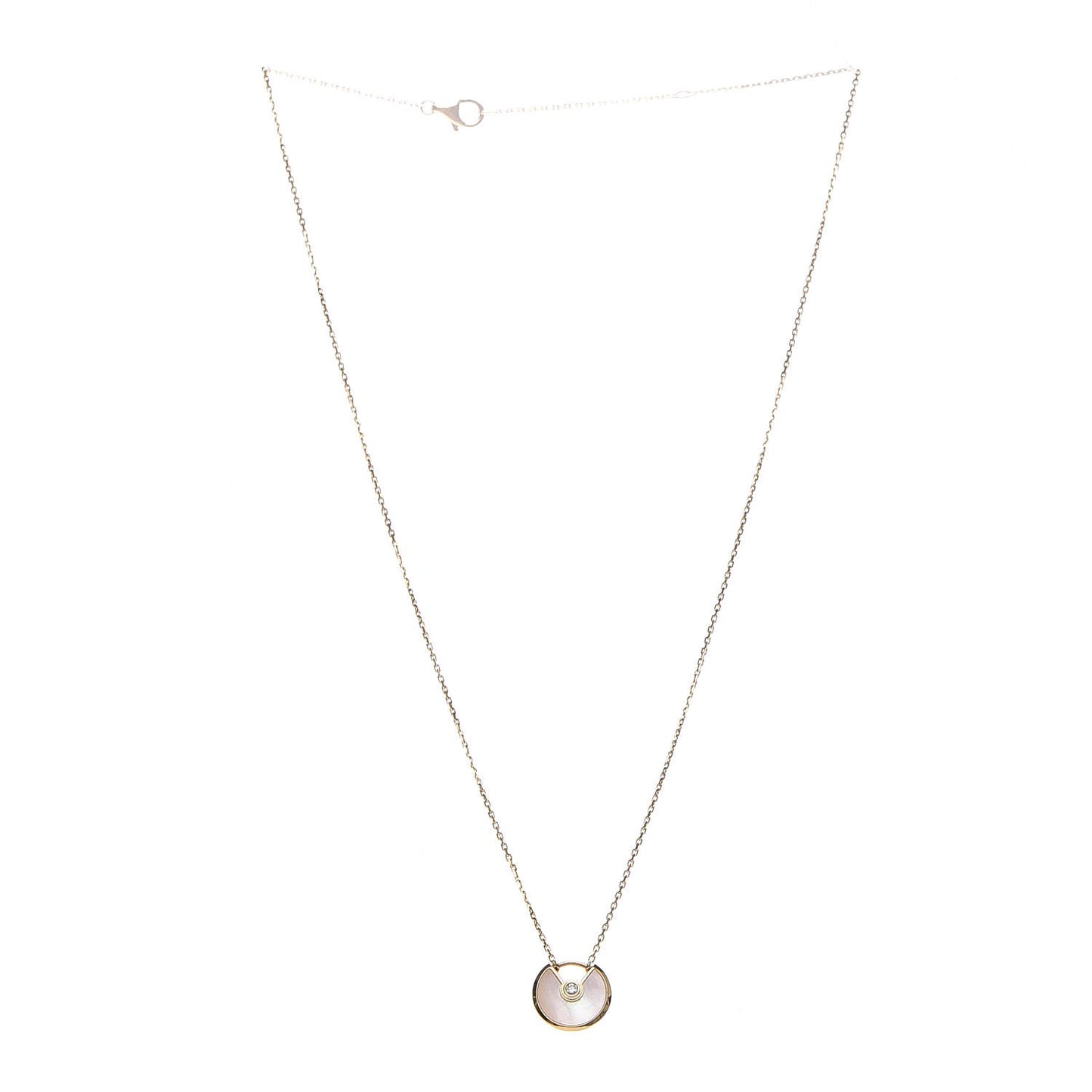 18K Yellow Gold Diamond Mother of Pearl XS Amulette de Cartier Pendant Necklace