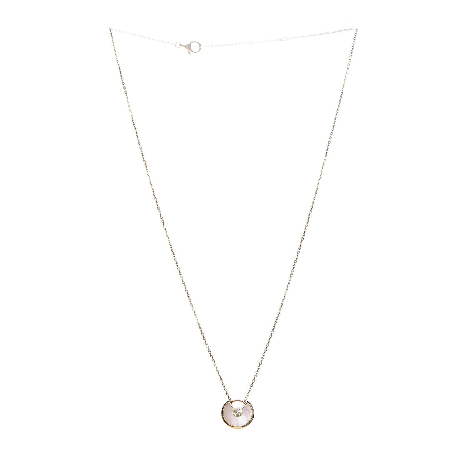 Cartier 18K Yellow Gold Diamond Mother of Pearl XS Amulette de Cartier Pendant Necklace 5 of 7