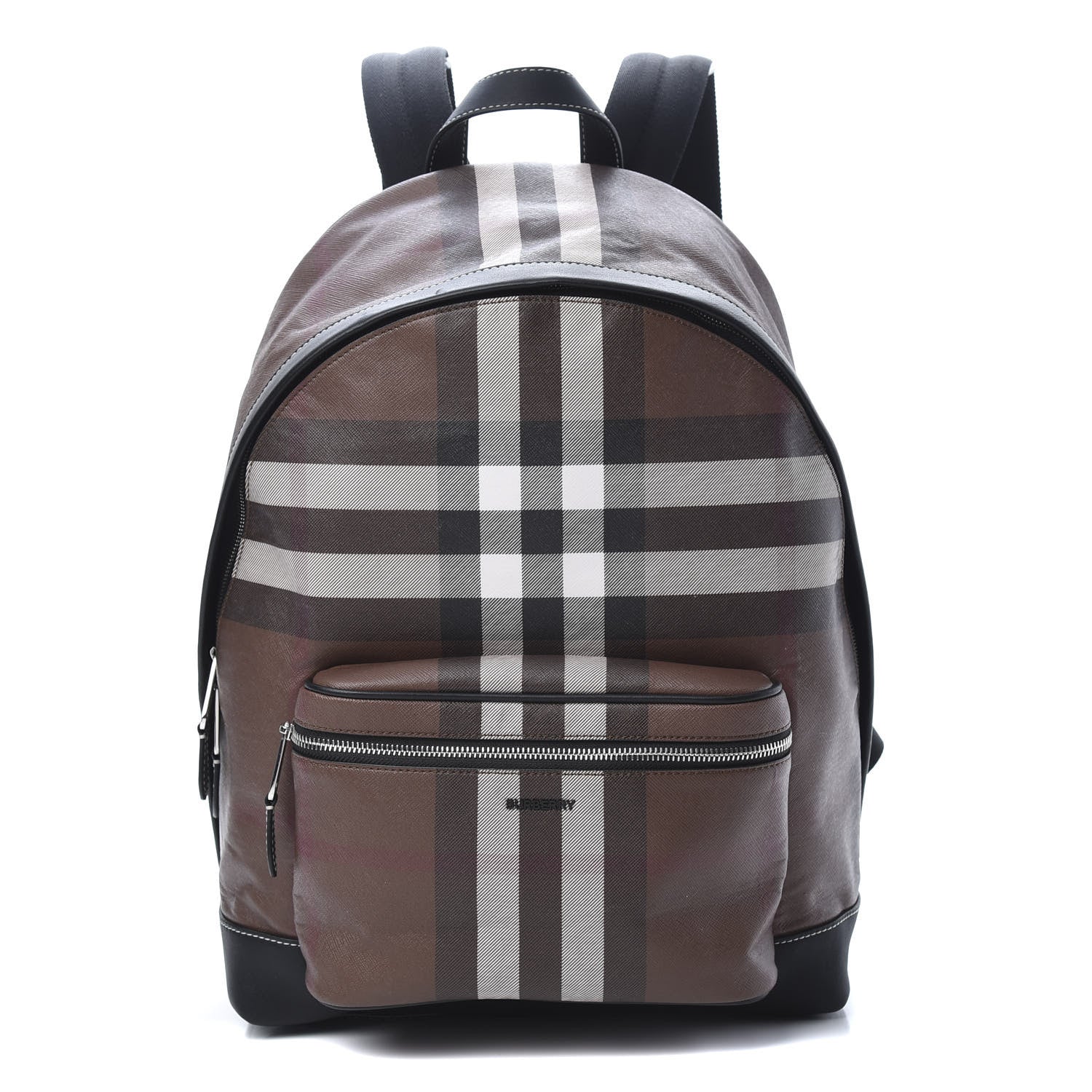 Burberry E-Canvas Check Backpack Dark Birch Brown 1 of 10