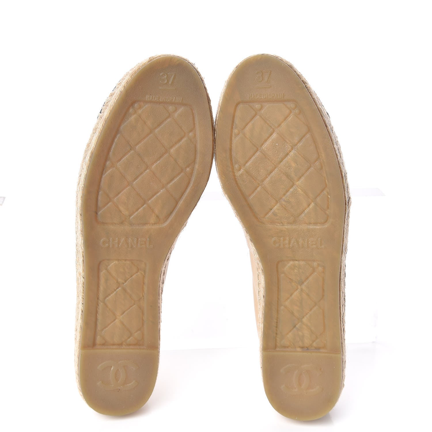 Chanel Lambskin CC Espadrilles 37 Beige Black 5 of 11