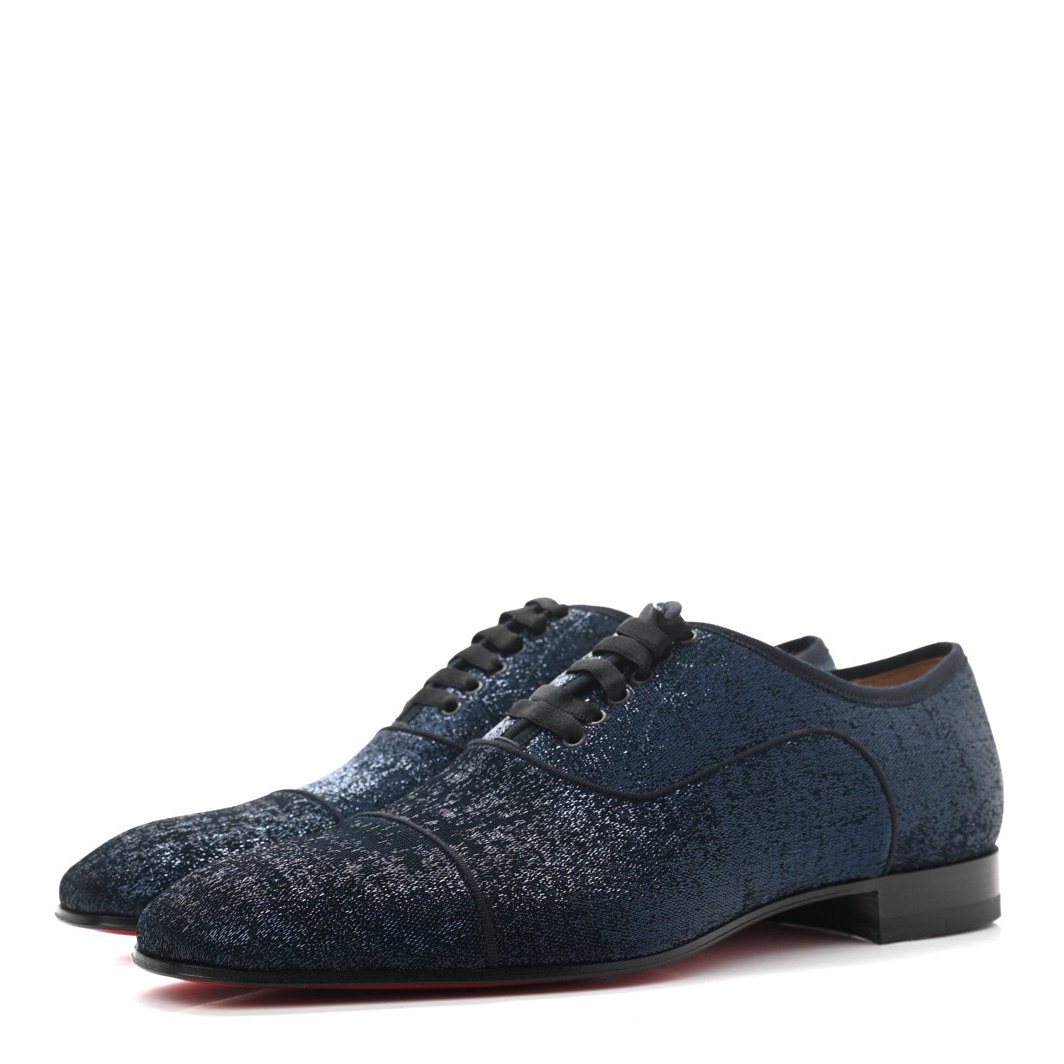 Christian Louboutin Glitter Mens Greggo Orlato Flat Oxfords 40.5 Marine 3 of 7