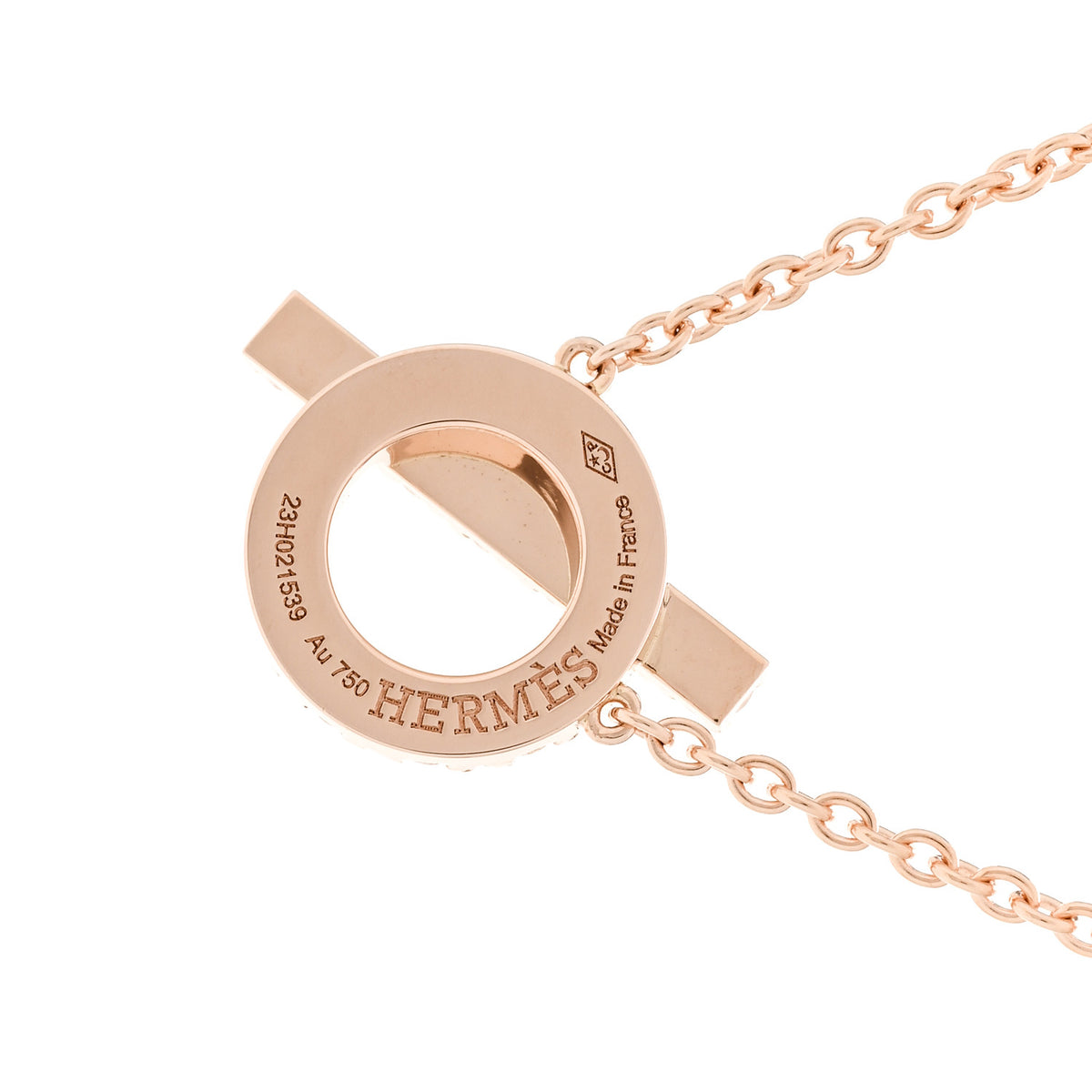 Hermes 18K Rose Gold Diamond Finesse Pendant Necklace 4 of 6