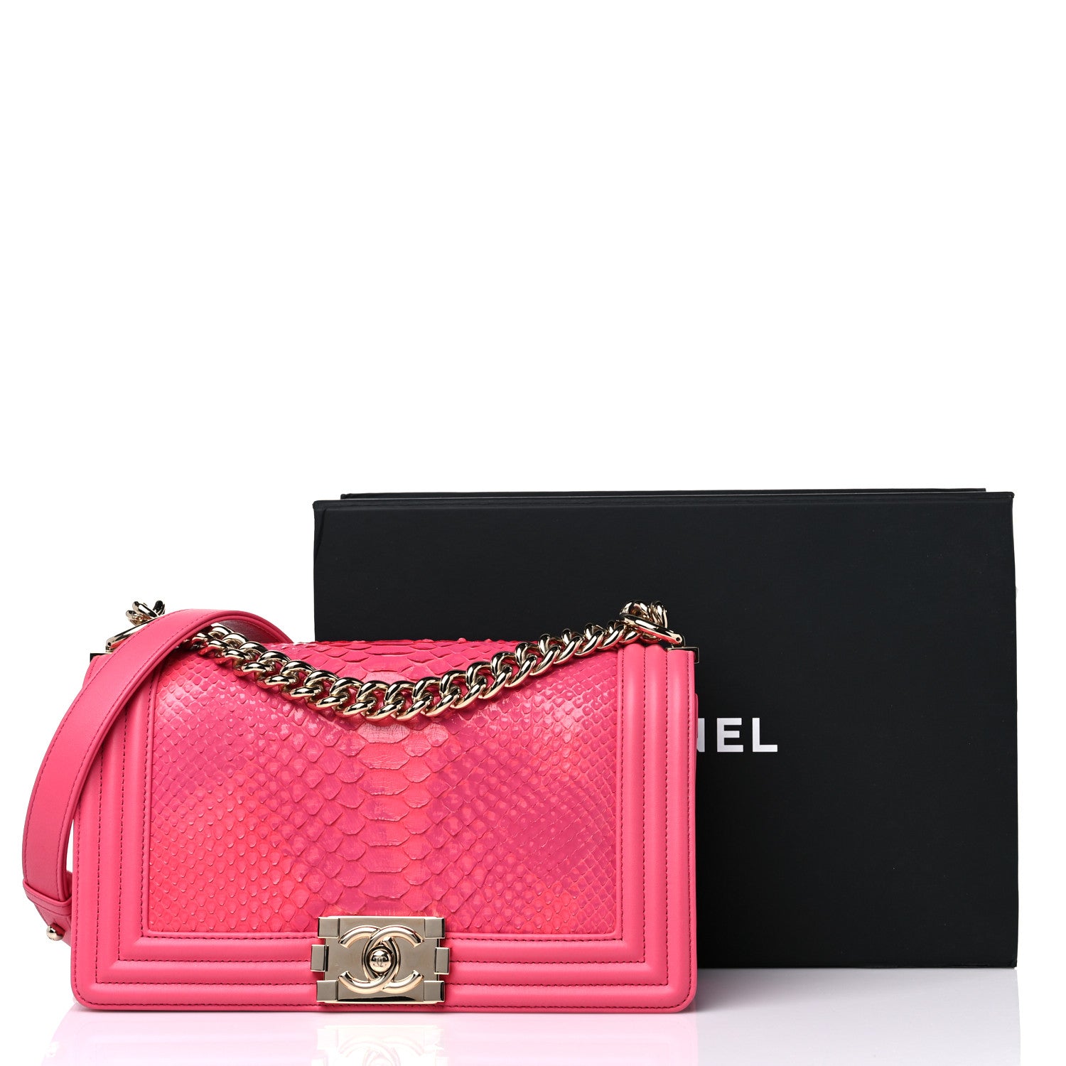 Chanel Snakeskin Medium Boy Flap Pink 12 of 12