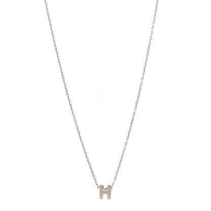 Hermes Palladium Mini Pop H Pendant Necklace Marron Glace 1 of 8