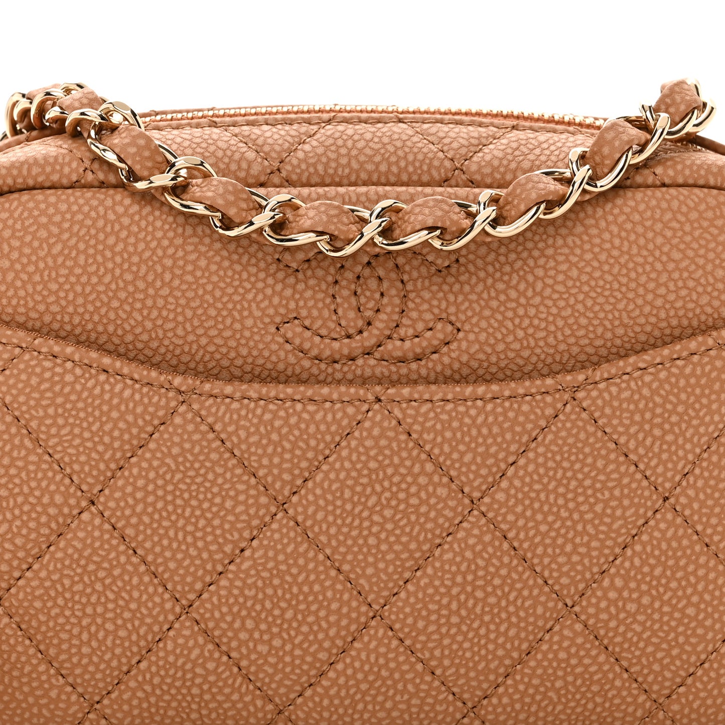 Caviar Quilted Mini Coco Tassel Camera Case Beige