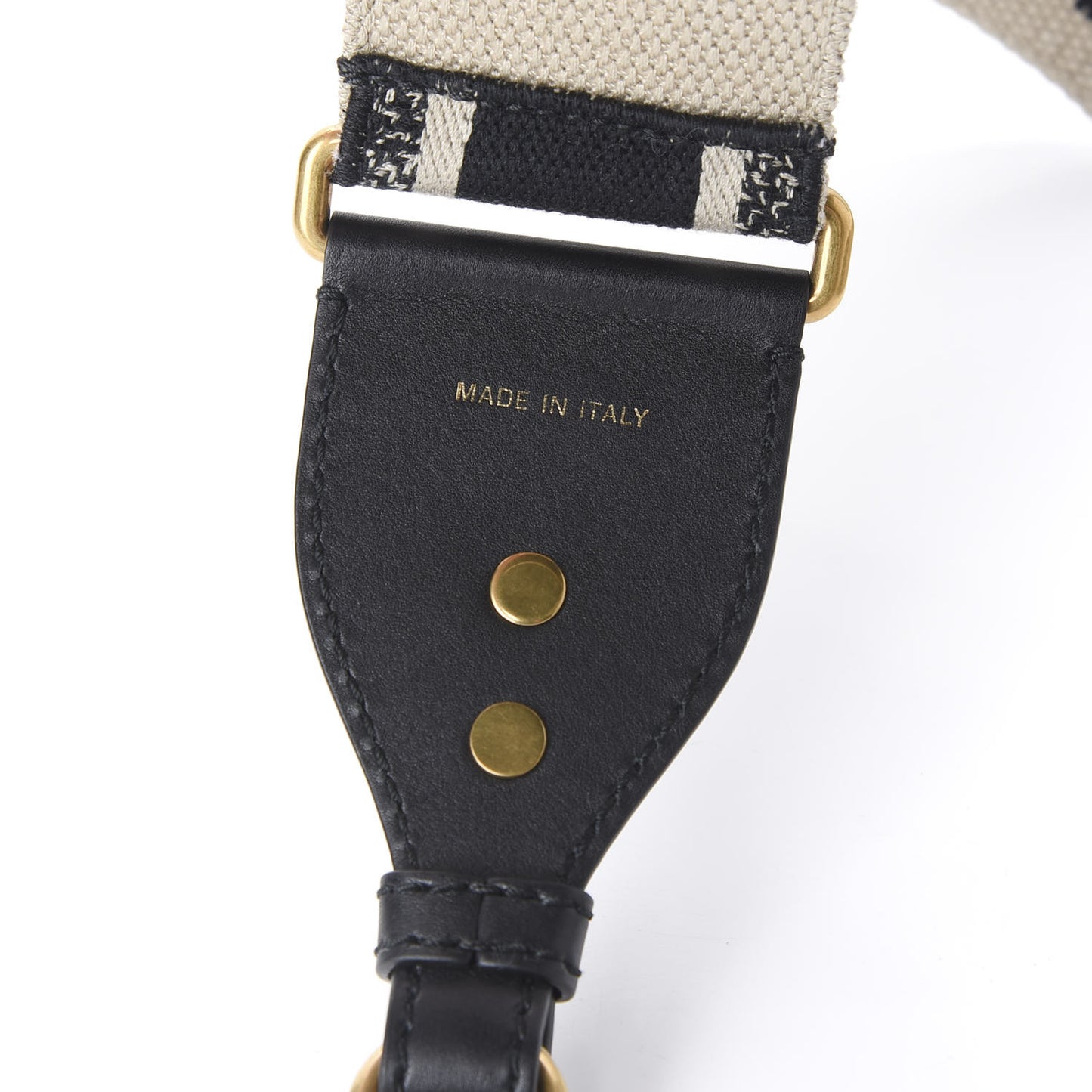 Canvas Embroidered Shoulder Strap Black