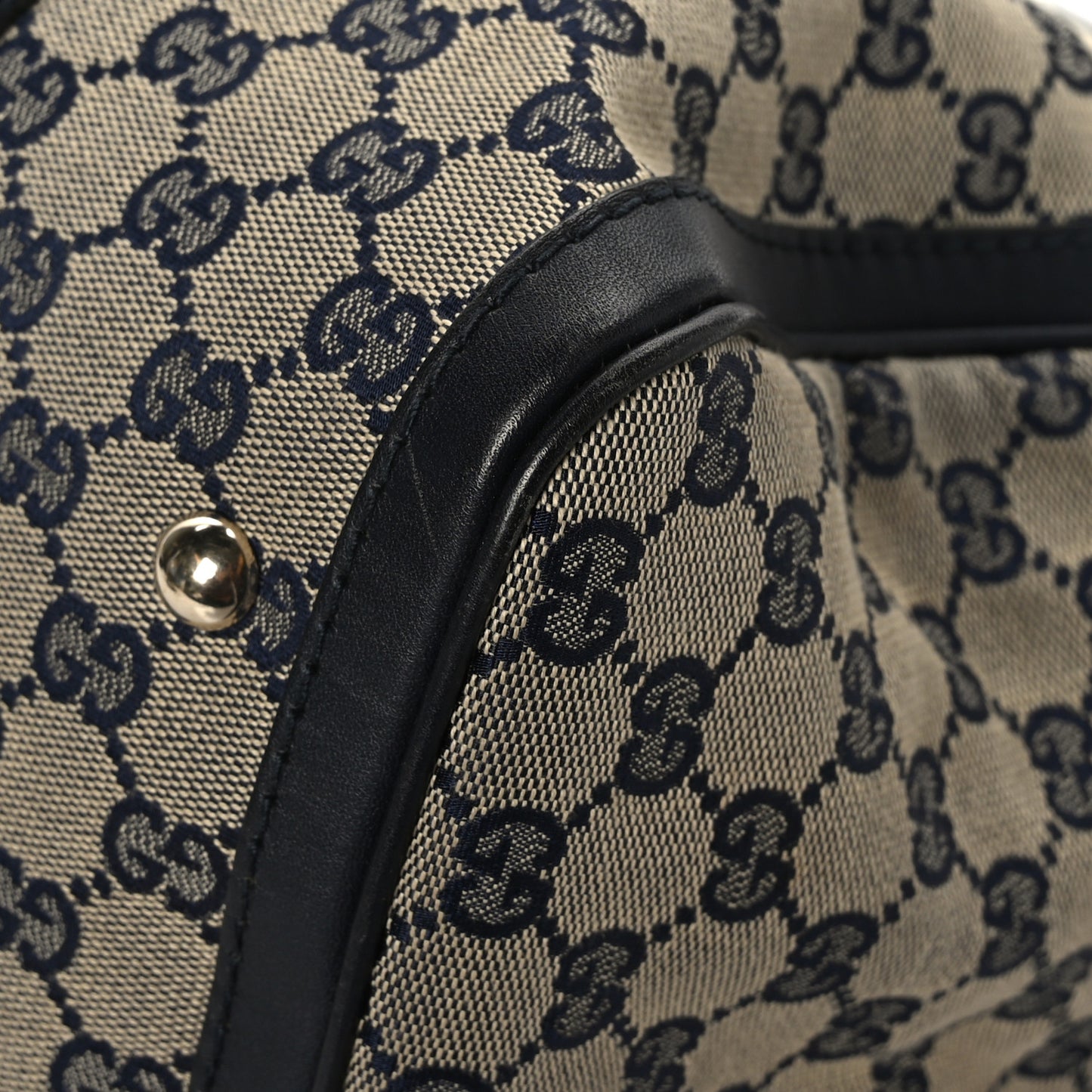 Monogram Selleria Calfskin Vintage Web Medium Boston Beige Blue