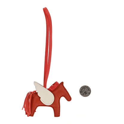Hermes Milo Lambskin Grigri Rodeo Pegase Horse Bag Charm PM Cornaline Rose Texas White 2 of 5