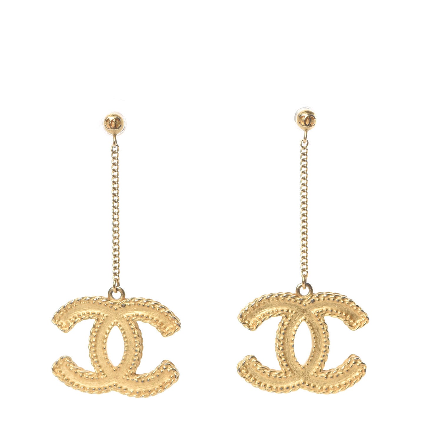 CC Drop Earrings Matte Gold