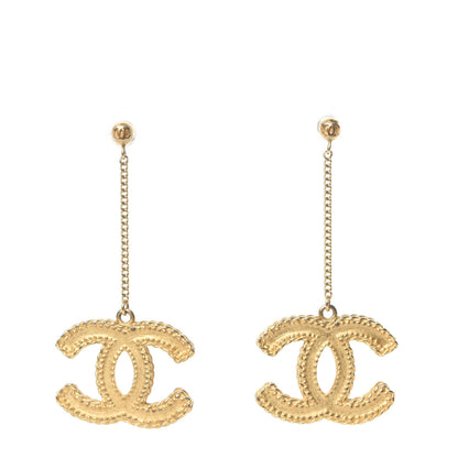 Chanel CC Drop Earrings Matte Gold 1 of 6