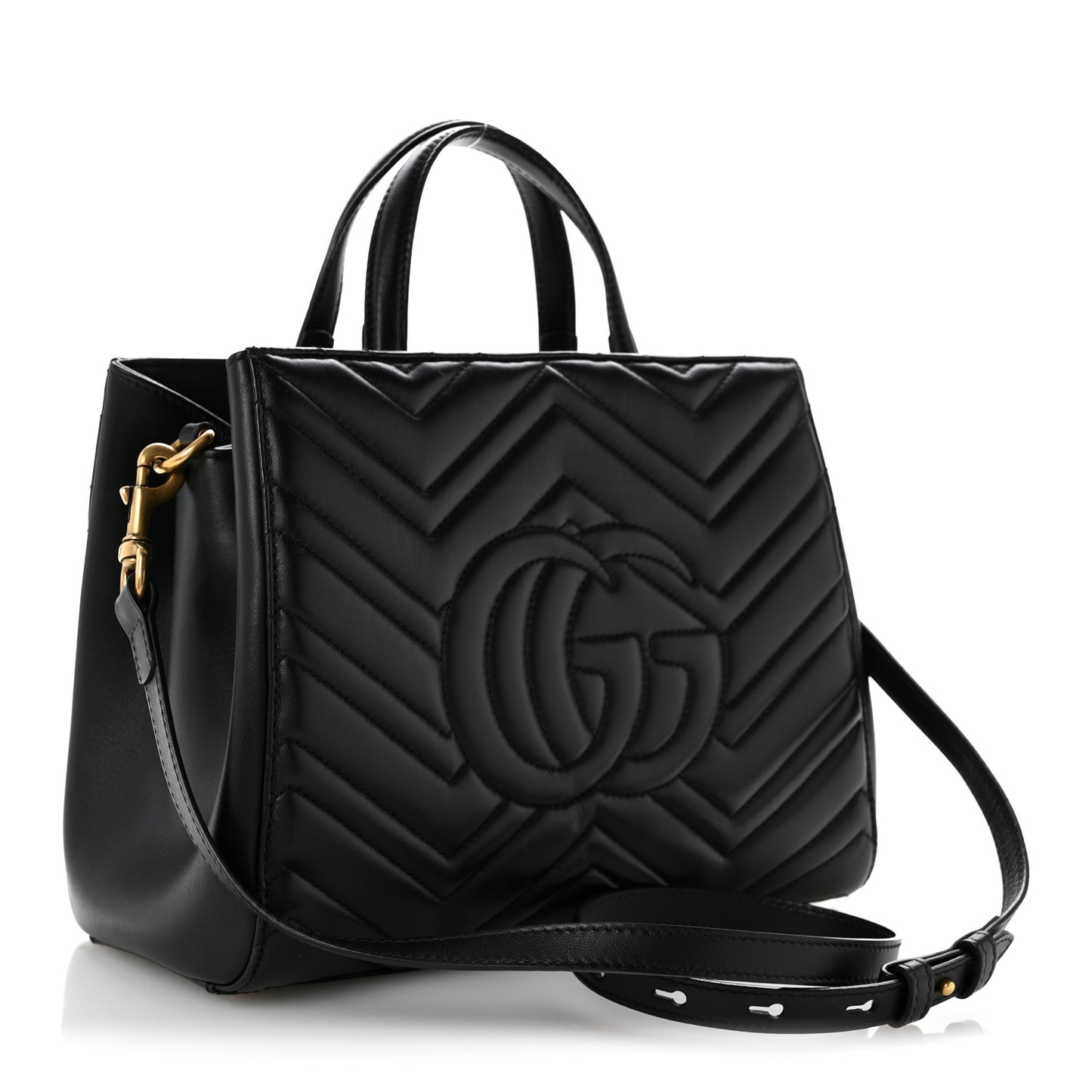 Calfskin Matelasse Small GG Marmont Tote Black