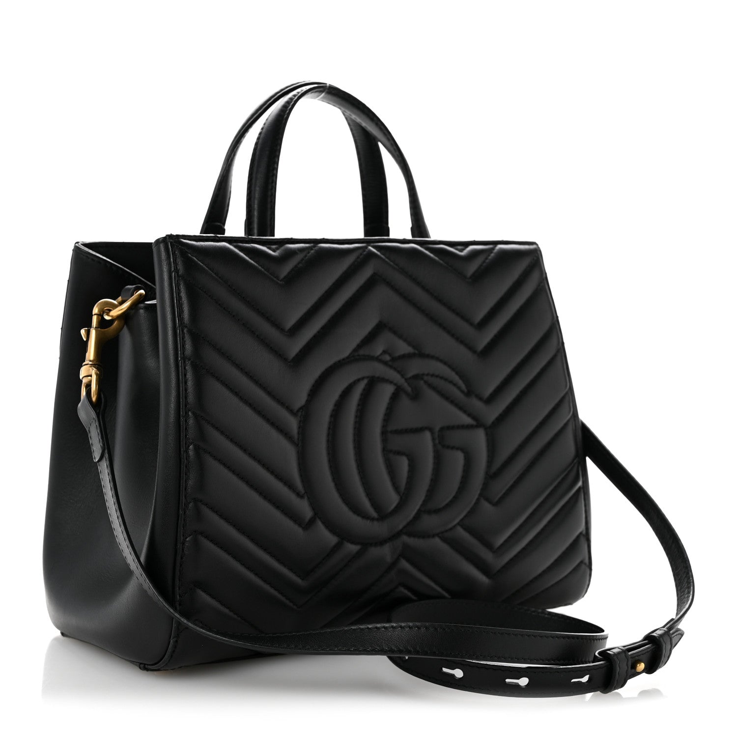 Gucci Calfskin Matelasse Small GG Marmont Tote Black 3 of 14