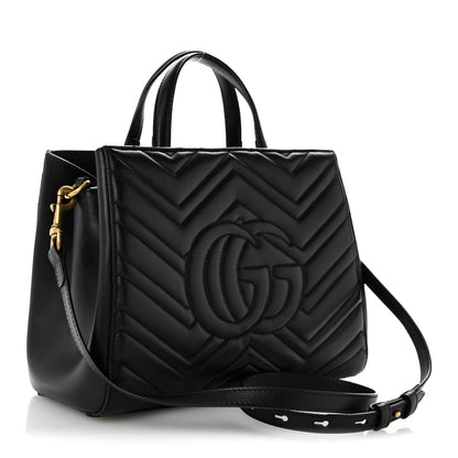 Gucci Calfskin Matelasse Small GG Marmont Tote Black 3 of 14