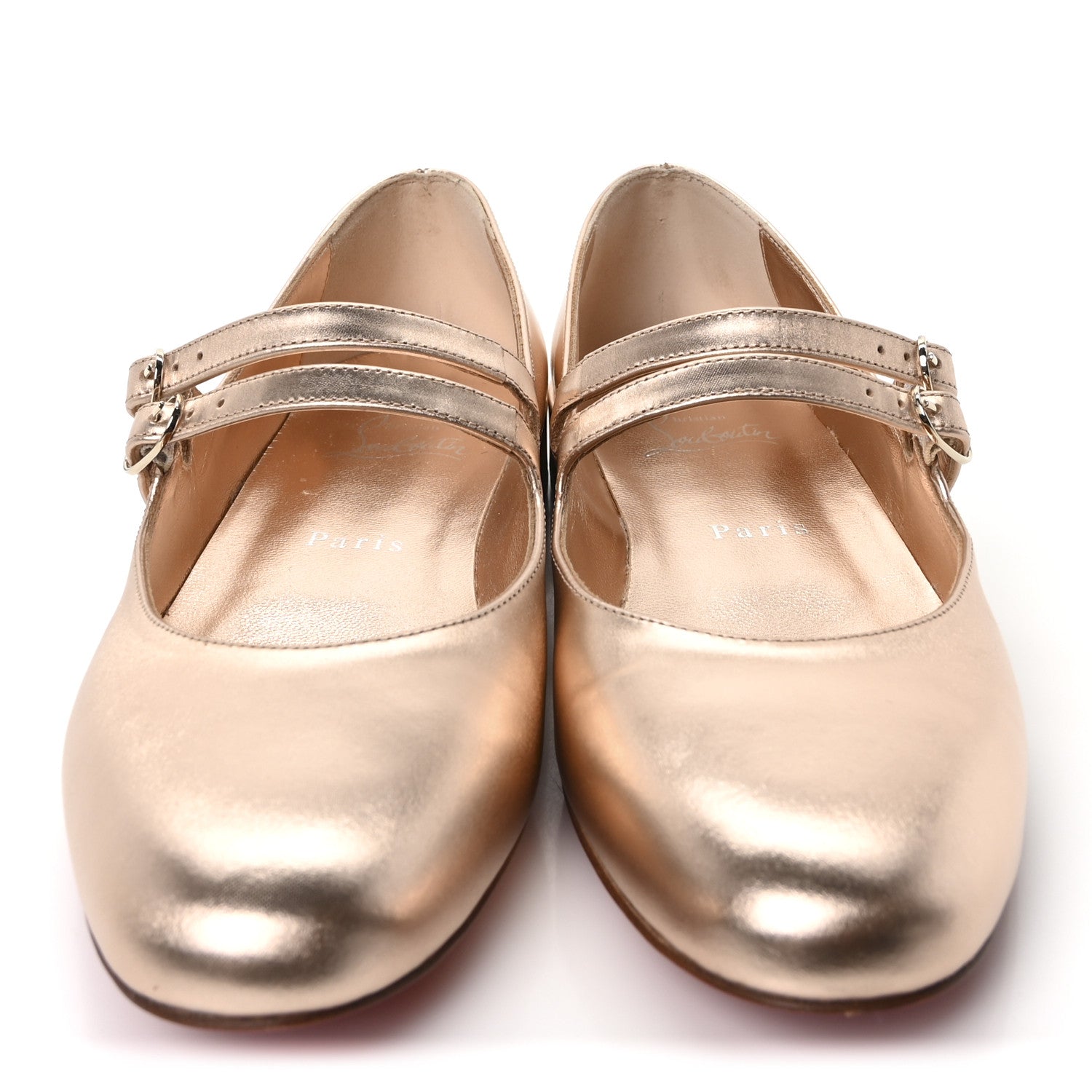 Christian Louboutin Calf Laminato Satin Sweet Jane Flats 37 Leche 3 of 8