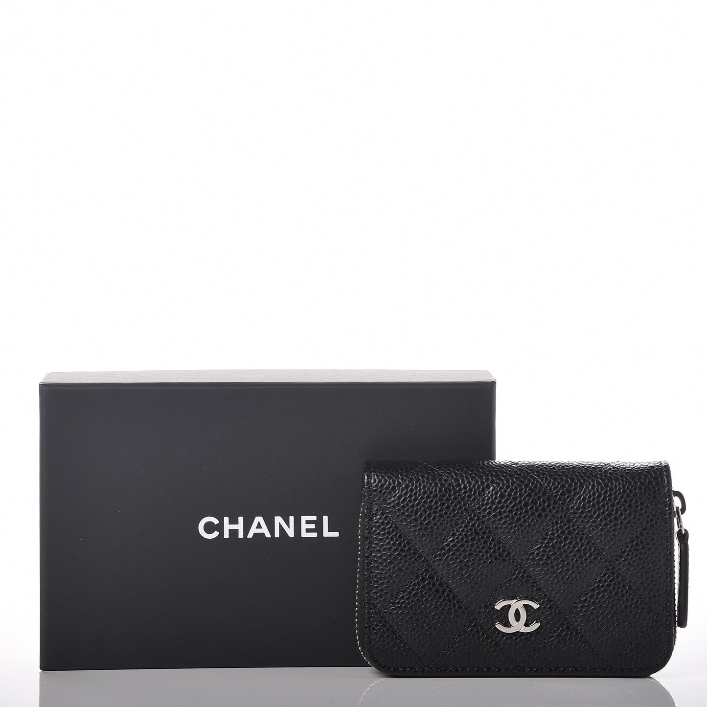 Caviar Quilted Zip Coin Purse Black