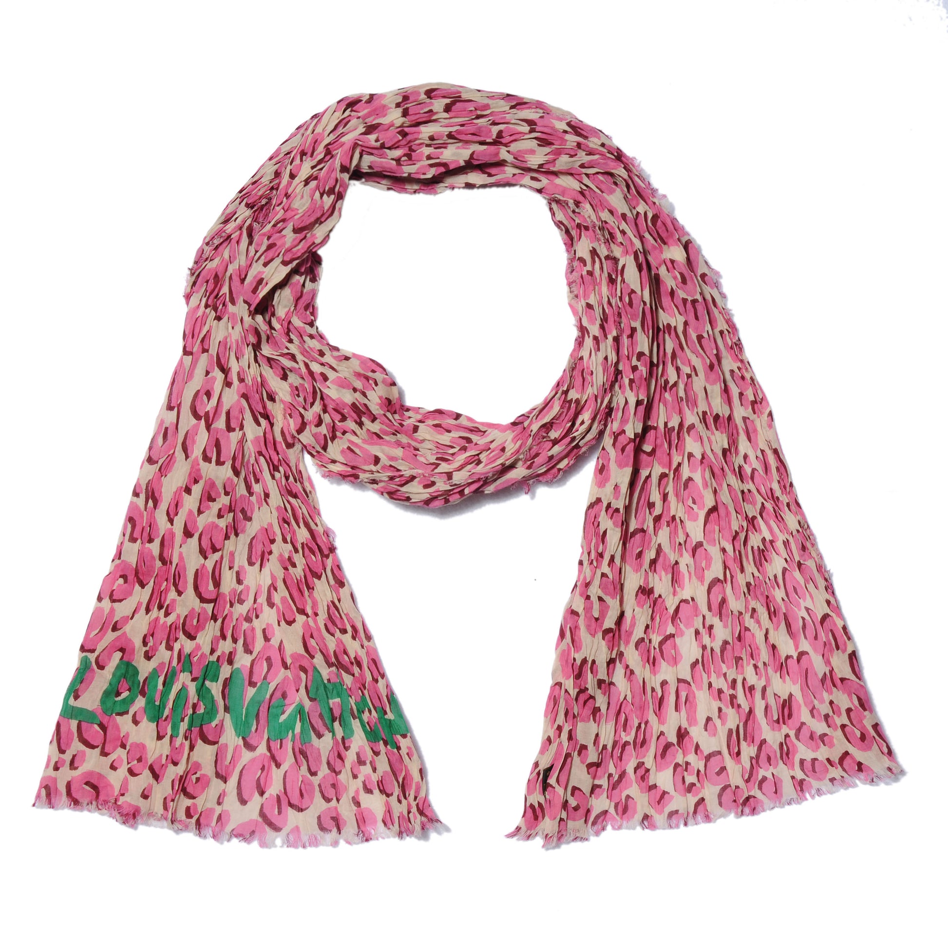 Louis Vuitton Cotton Leopard Pareo Blanc Corail 3 of 7
