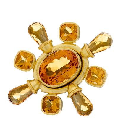 Elizabeth Locke 18K Yellow Gold Citrine Brooch Pin 1 of 5