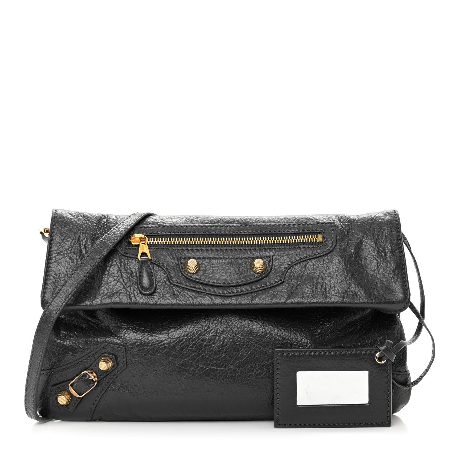 Balenciaga Agneau Giant 12 Gold Hardware Envelope Strap Clutch Gris Fossile 1 of 12