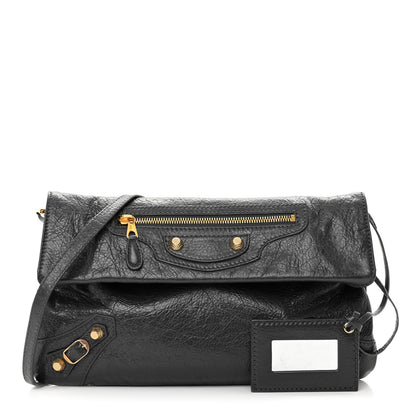 Balenciaga Agneau Giant 12 Gold Hardware Envelope Strap Clutch Gris Fossile 1 of 12