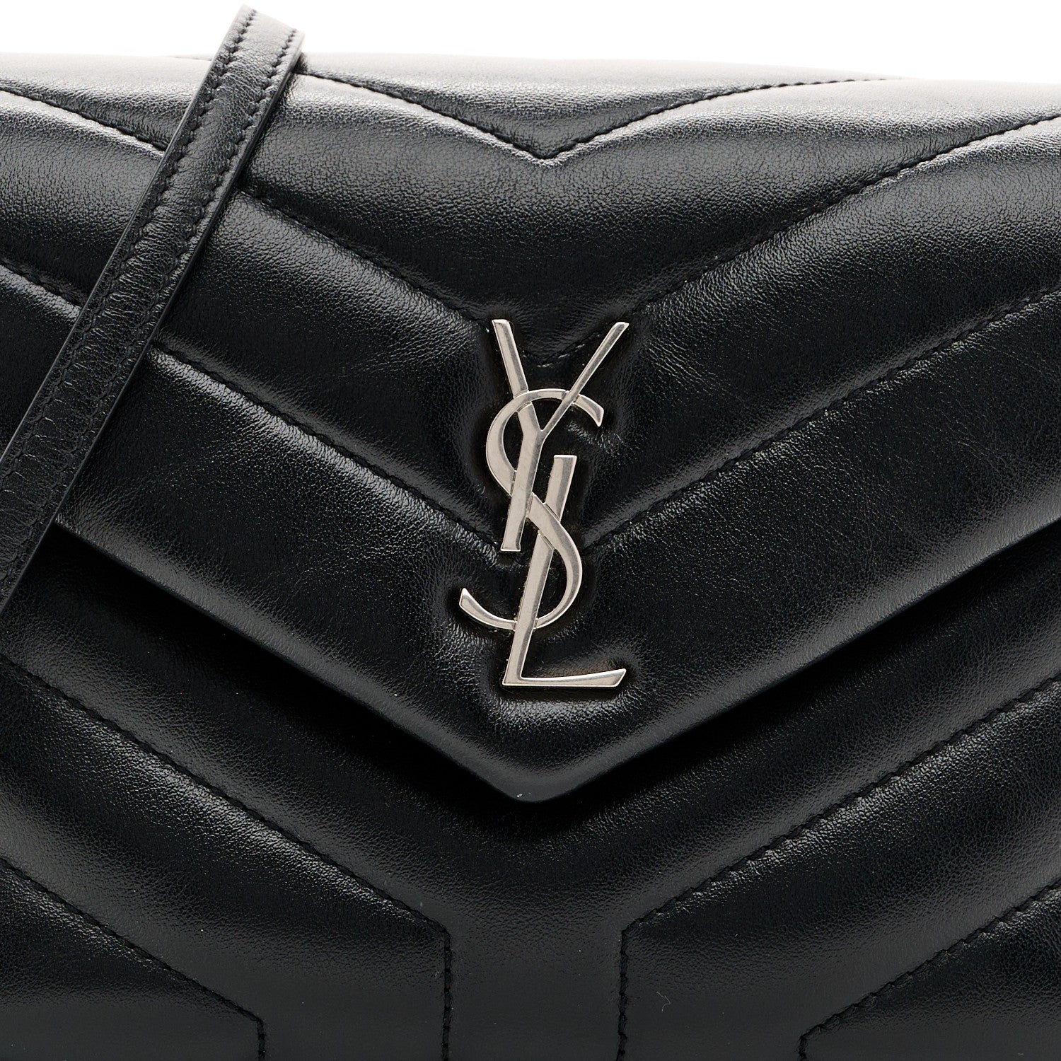 Saint Laurent Calfskin Y Quilted Monogram Toy Loulou Crossbody Bag Black 8 of 12