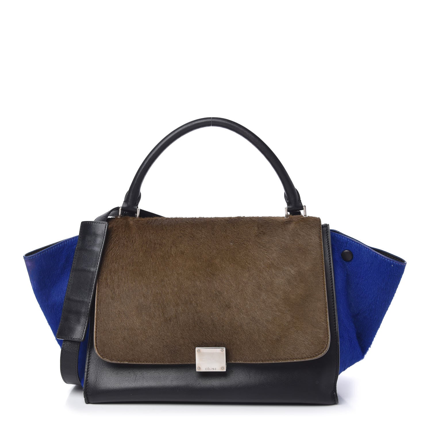 Celine Pony Hair Smooth Calfskin Tri-Color Medium Trapeze Cobalt 1 of 16