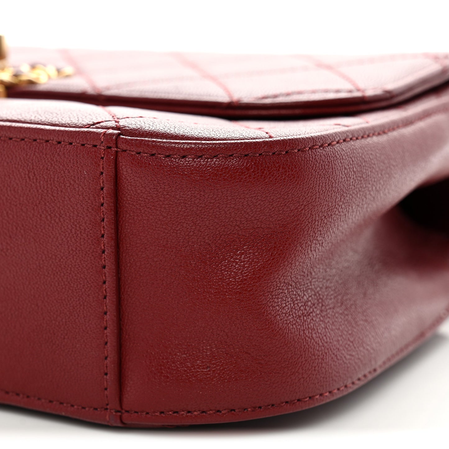 Lambskin Quilted Chain Infinity Top Handle Flap Burgundy