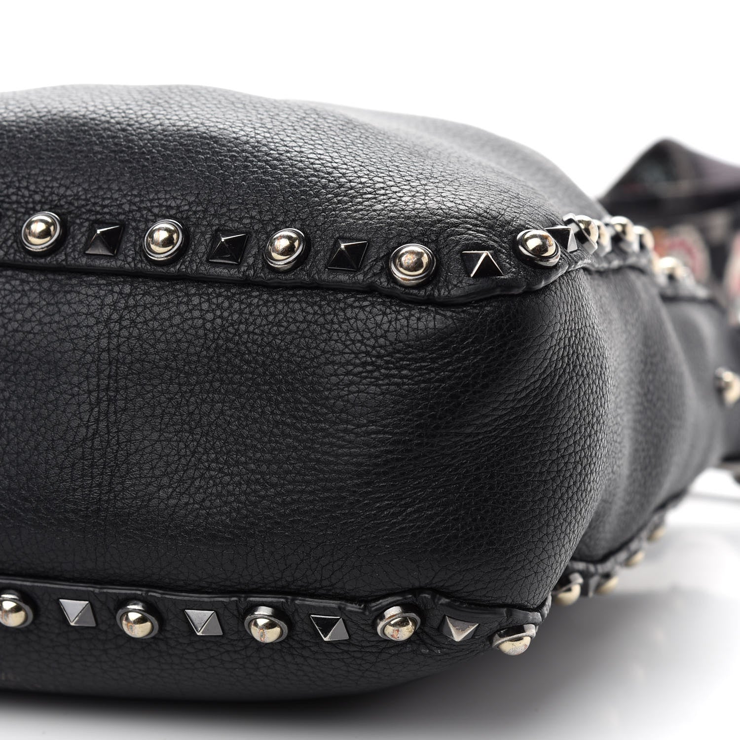 Valentino Garavani Pebbled Calfskin Butterfly Small Guitar Strap Rockstud Rolling Flip-Lock Messenger Bag Black 6 of 9