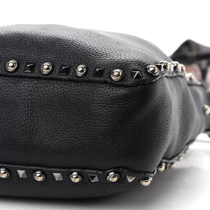 Valentino Garavani Pebbled Calfskin Butterfly Small Guitar Strap Rockstud Rolling Flip-Lock Messenger Bag Black 6 of 9
