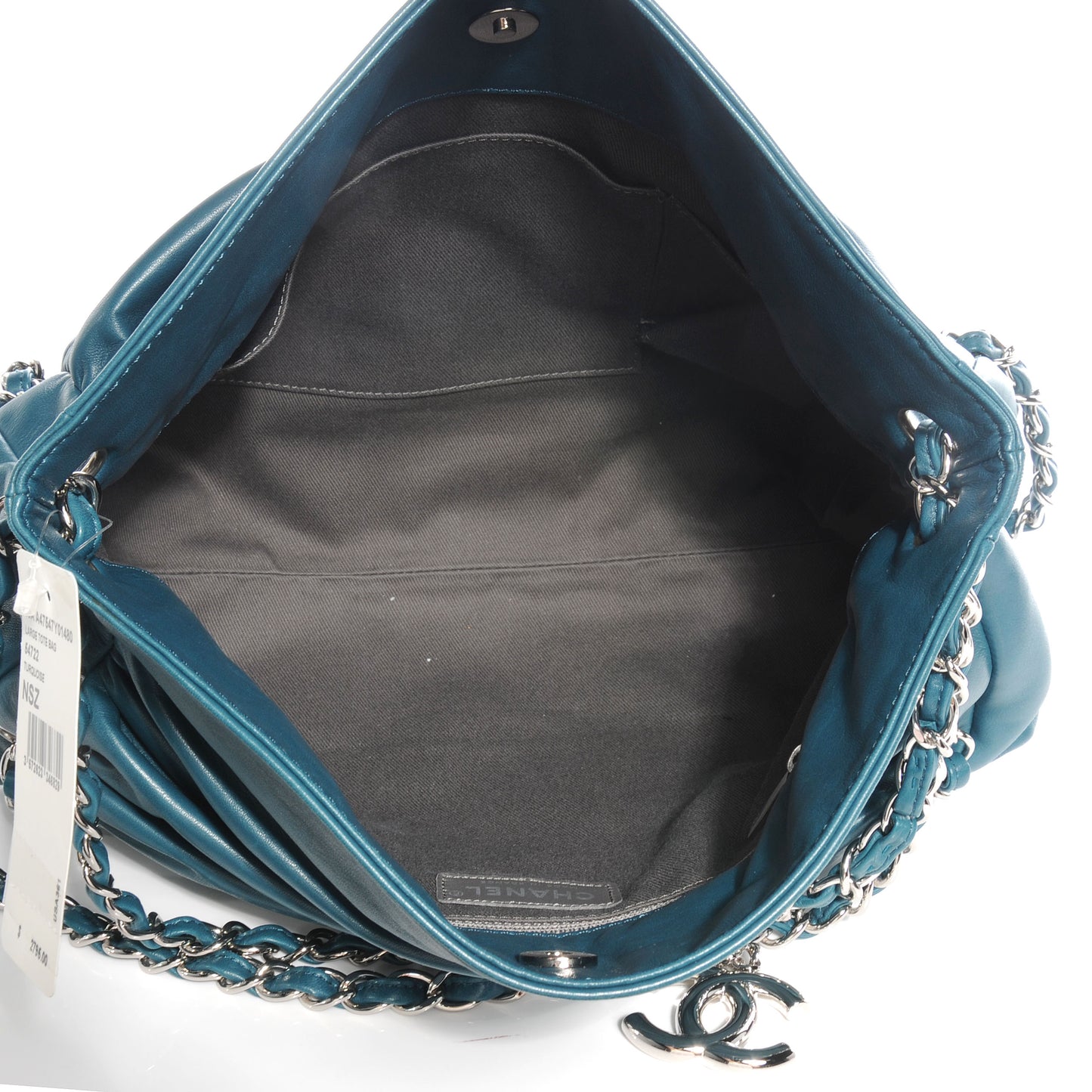 Lambskin Large Sharpei Shoulder Bag Turquoise