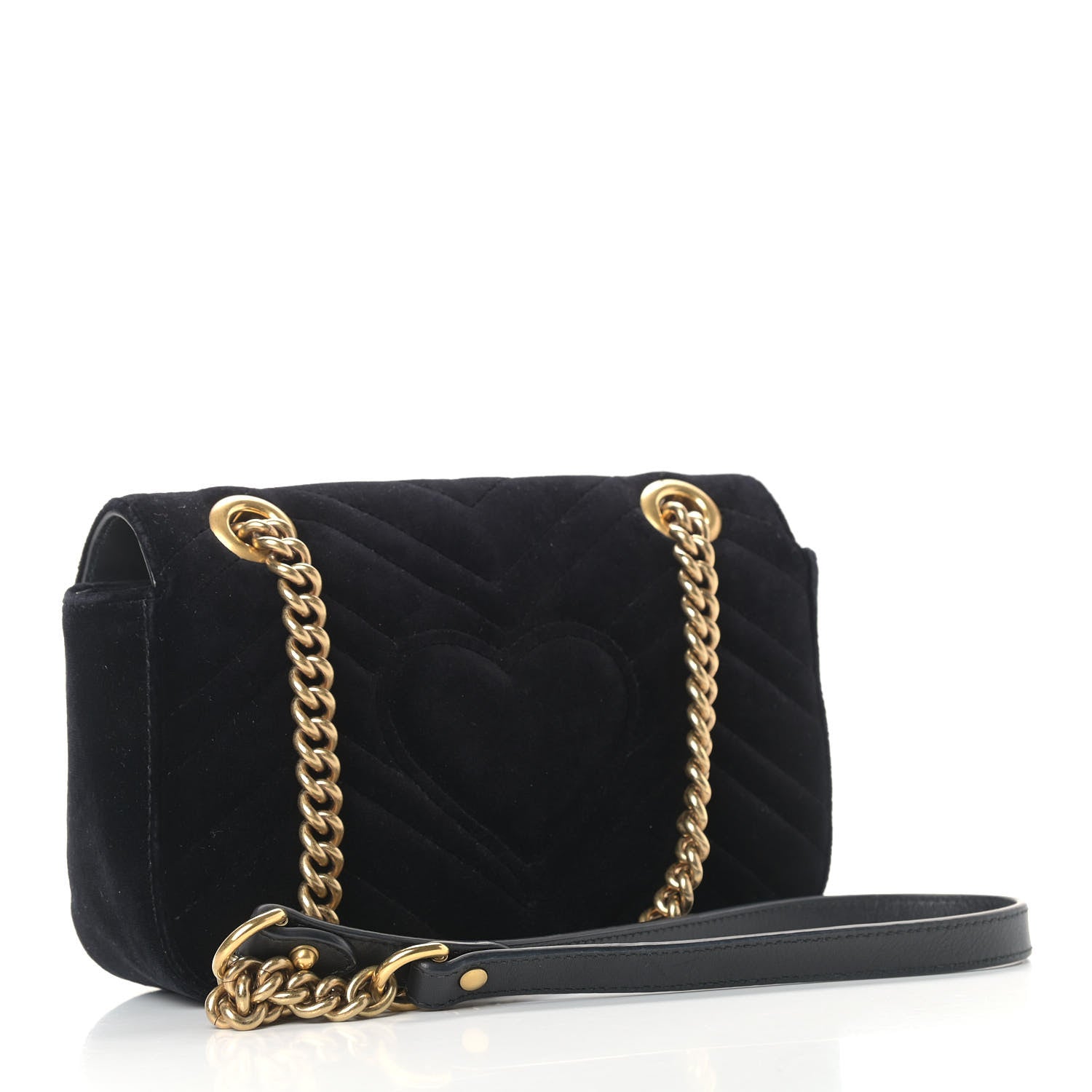 Gucci Velvet Matelasse Mini GG Marmont Shoulder Bag Black 3 of 13