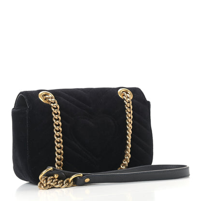 Gucci Velvet Matelasse Mini GG Marmont Shoulder Bag Black 3 of 13
