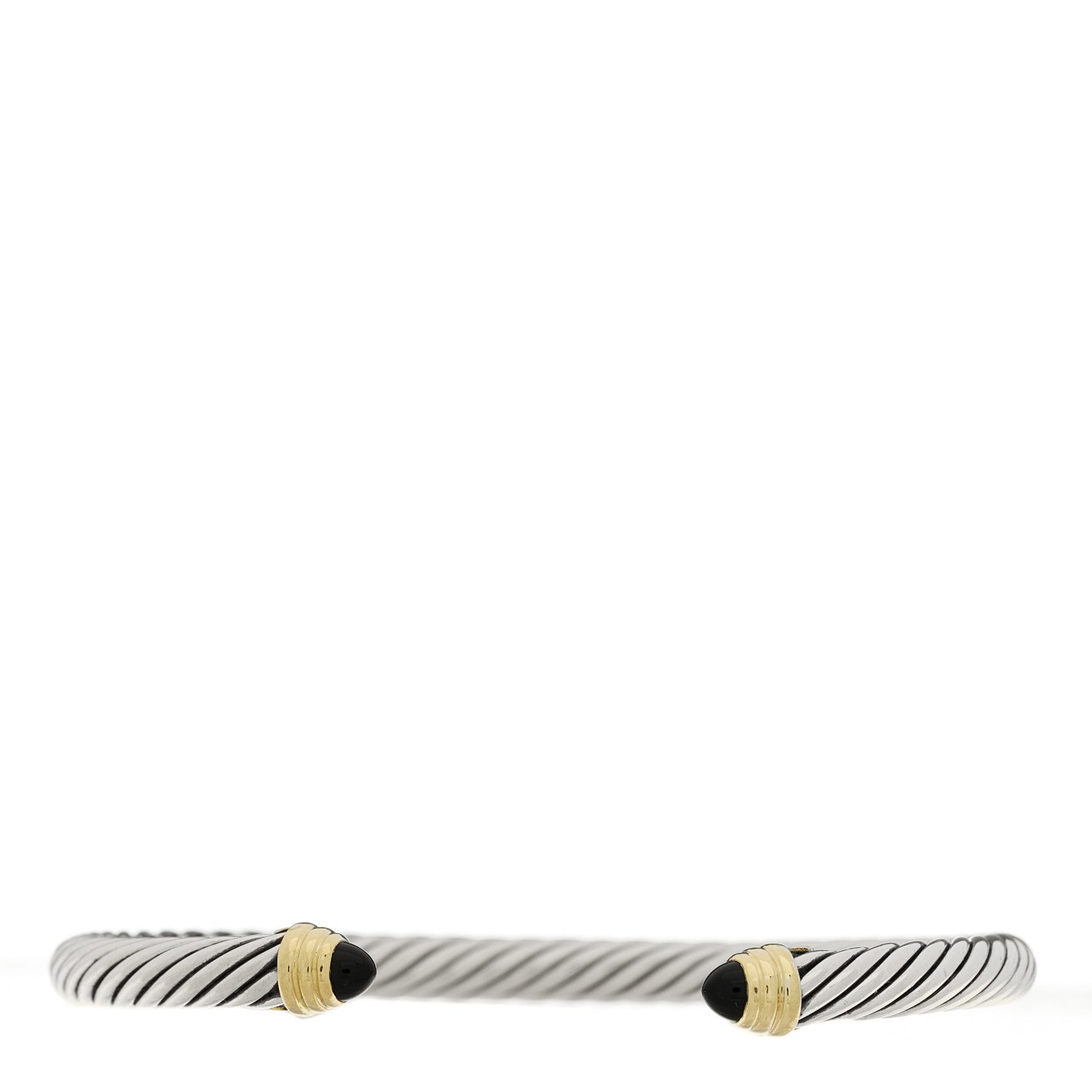 David Yurman Sterling Silver 14K Yellow Gold Black Onyx 5mm Cable Classics Petite Color Bracelet 1 of 3
