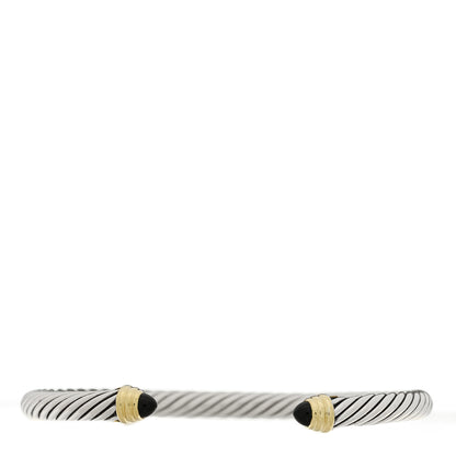 David Yurman Sterling Silver 14K Yellow Gold Black Onyx 5mm Cable Classics Petite Color Bracelet 1 of 3