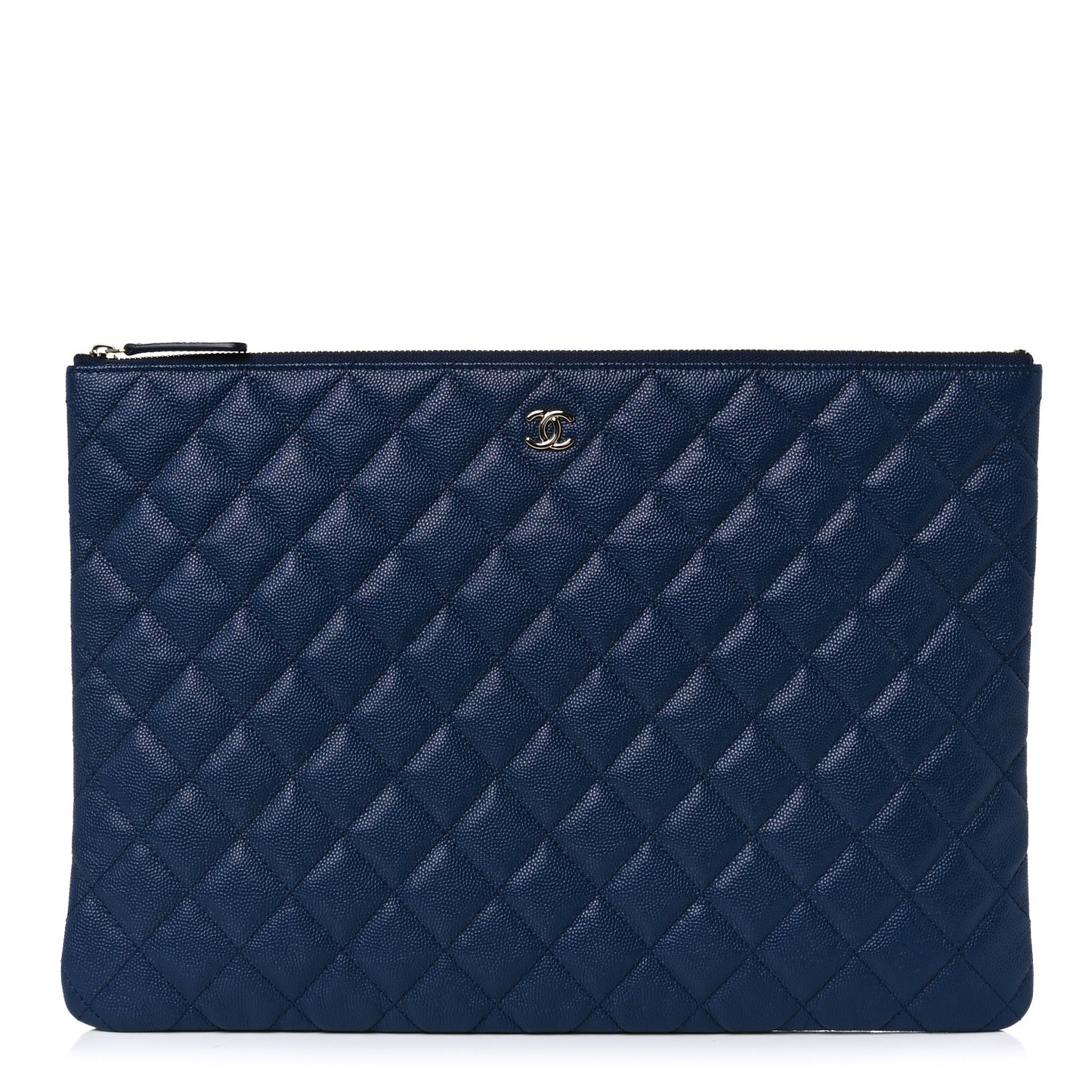 Caviar Quilted Large Cosmetic Case Navy