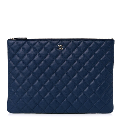 Chanel Caviar Quilted Large Cosmetic Case Navy 1 of 8