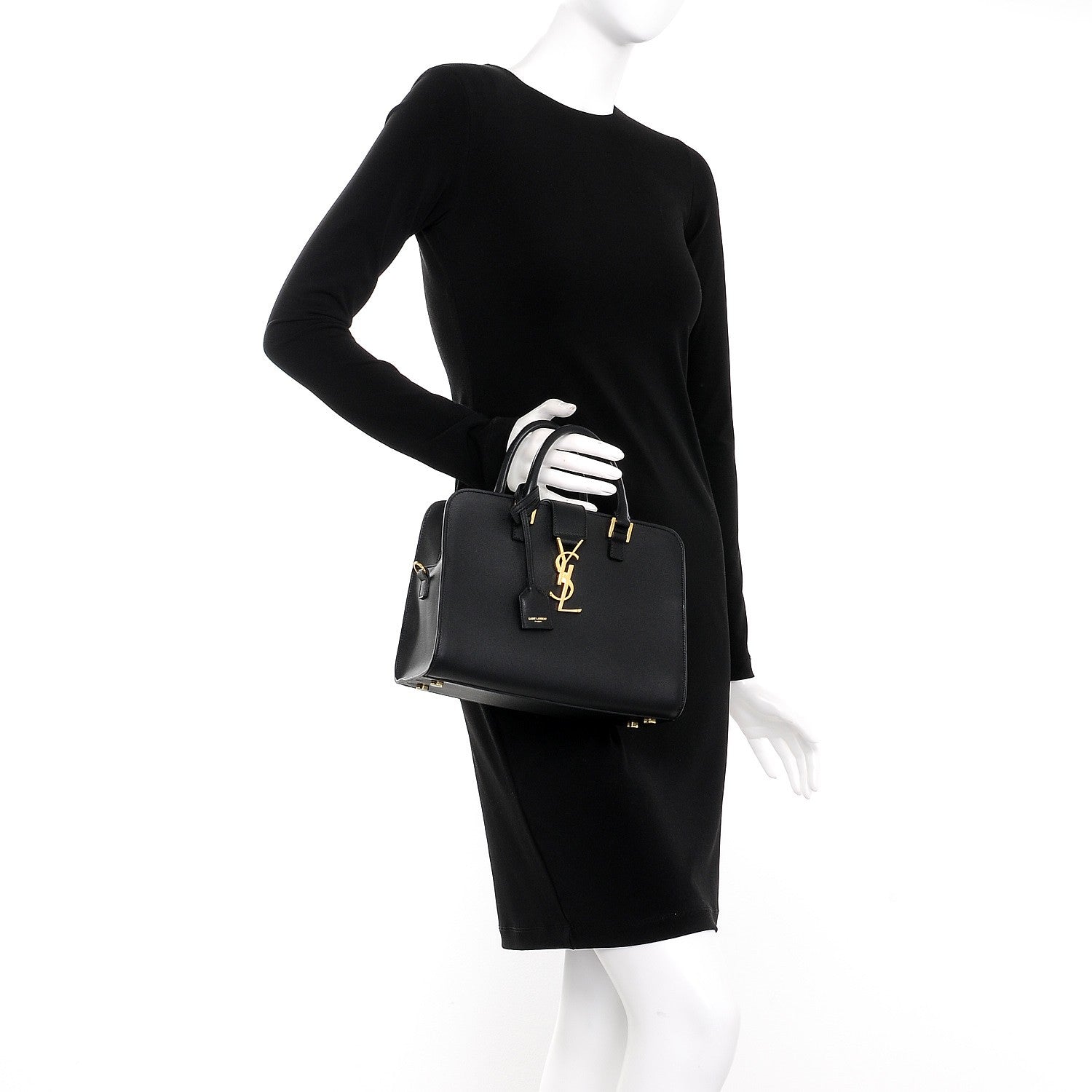 Saint Laurent Calfskin Monogram Baby Cabas Black 3 of 8