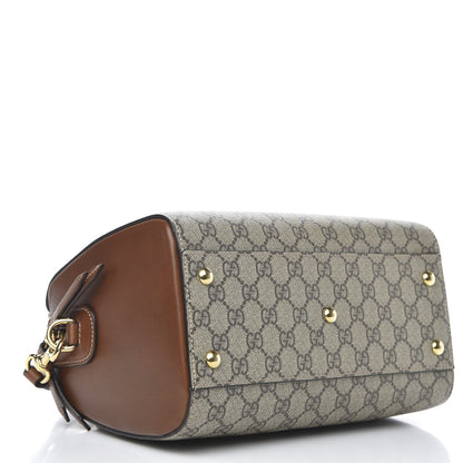 Gucci GG Supreme Monogram Cuoio Toscano Small Boston Beige Ebony Cuir 3 of 10