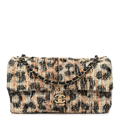 Chanel Tweed Mixed Fibers Leopard Print Small Souplissimo Maxi Flap Brown Black White 1 of 10
