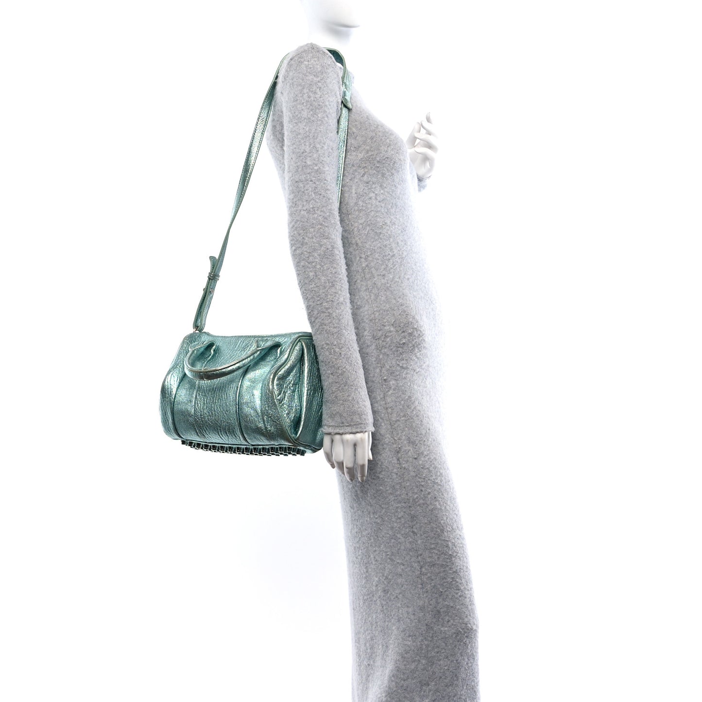 Metallic Pebbled Lambskin Lambskin Rocco Teal Silver Hardware