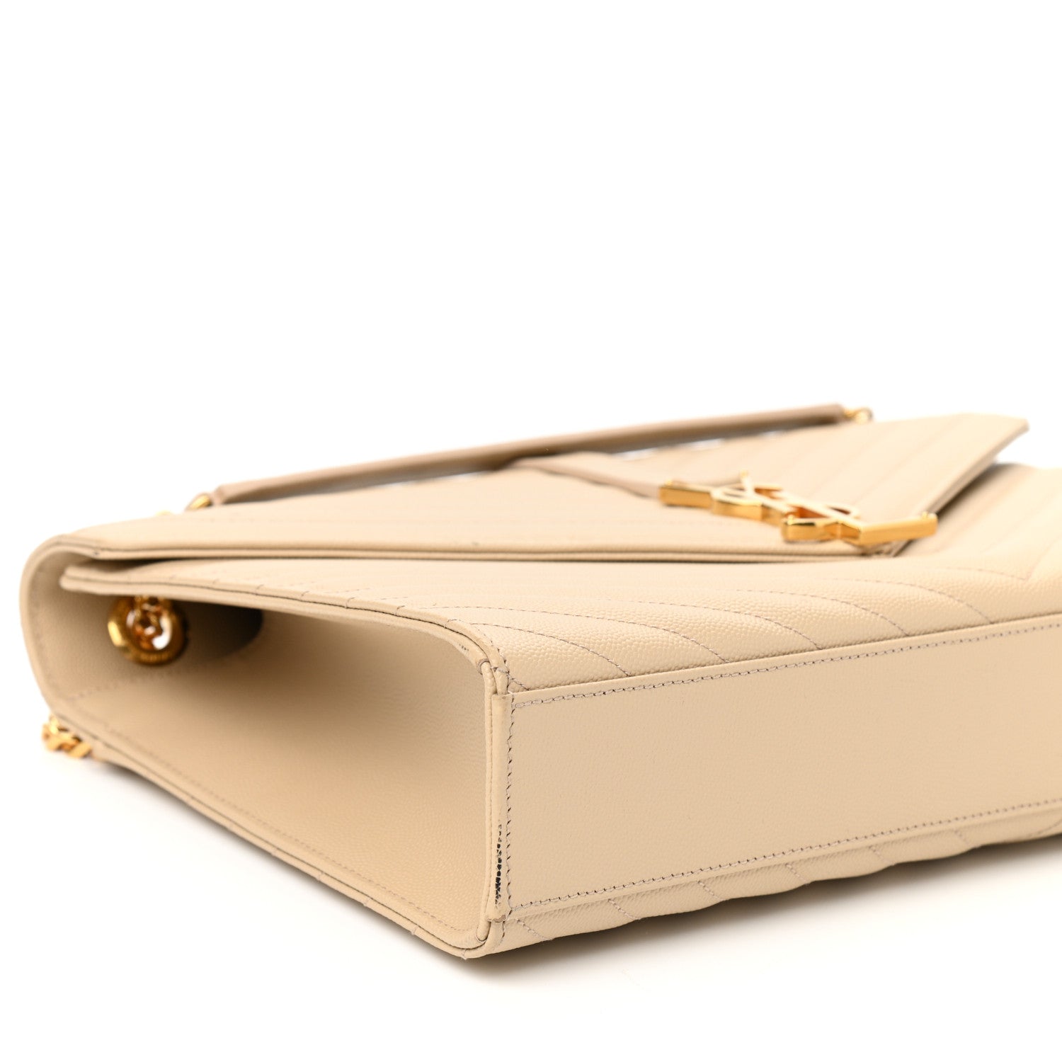 Saint Laurent Grain De Poudre Matelasse Chevron Large Monogram Satchel Nude Powder 9 of 15