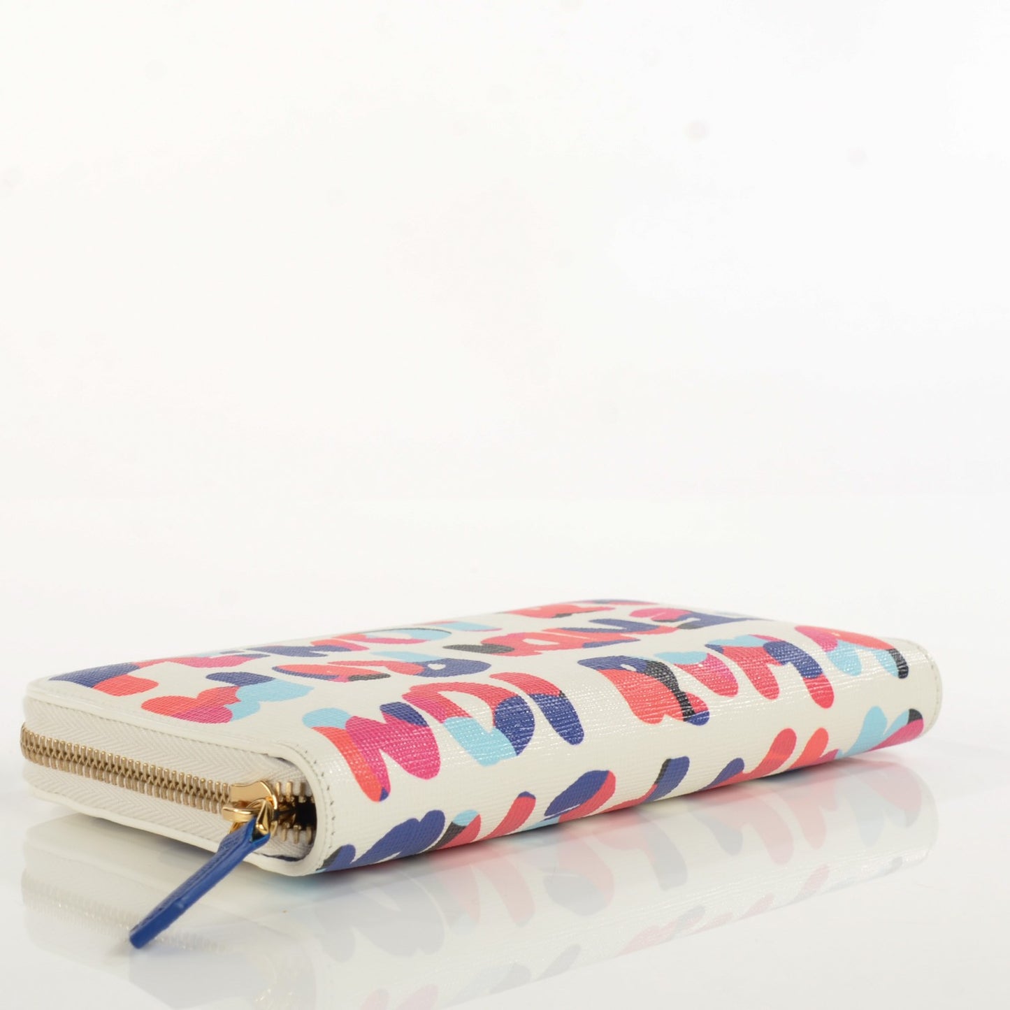 Vitello Elite Fendi Roma Simply Zip Around Wallet White Multicolor