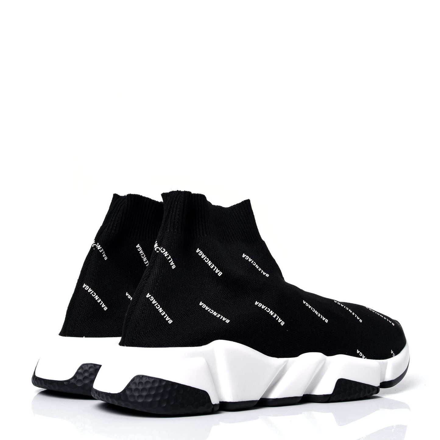 Neoprene Knit Allover Logo Bi-Color Sole Womens Speed Sneakers 37 Black White